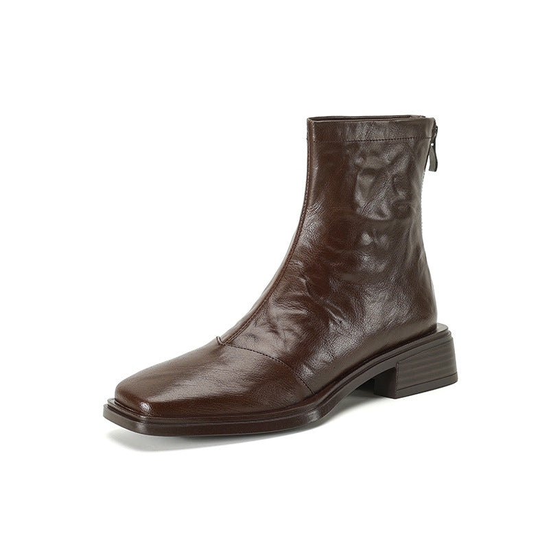 Damen moderne Chelsea Boots mit elegantem Glattleder und praktischem Reißverschluss EB