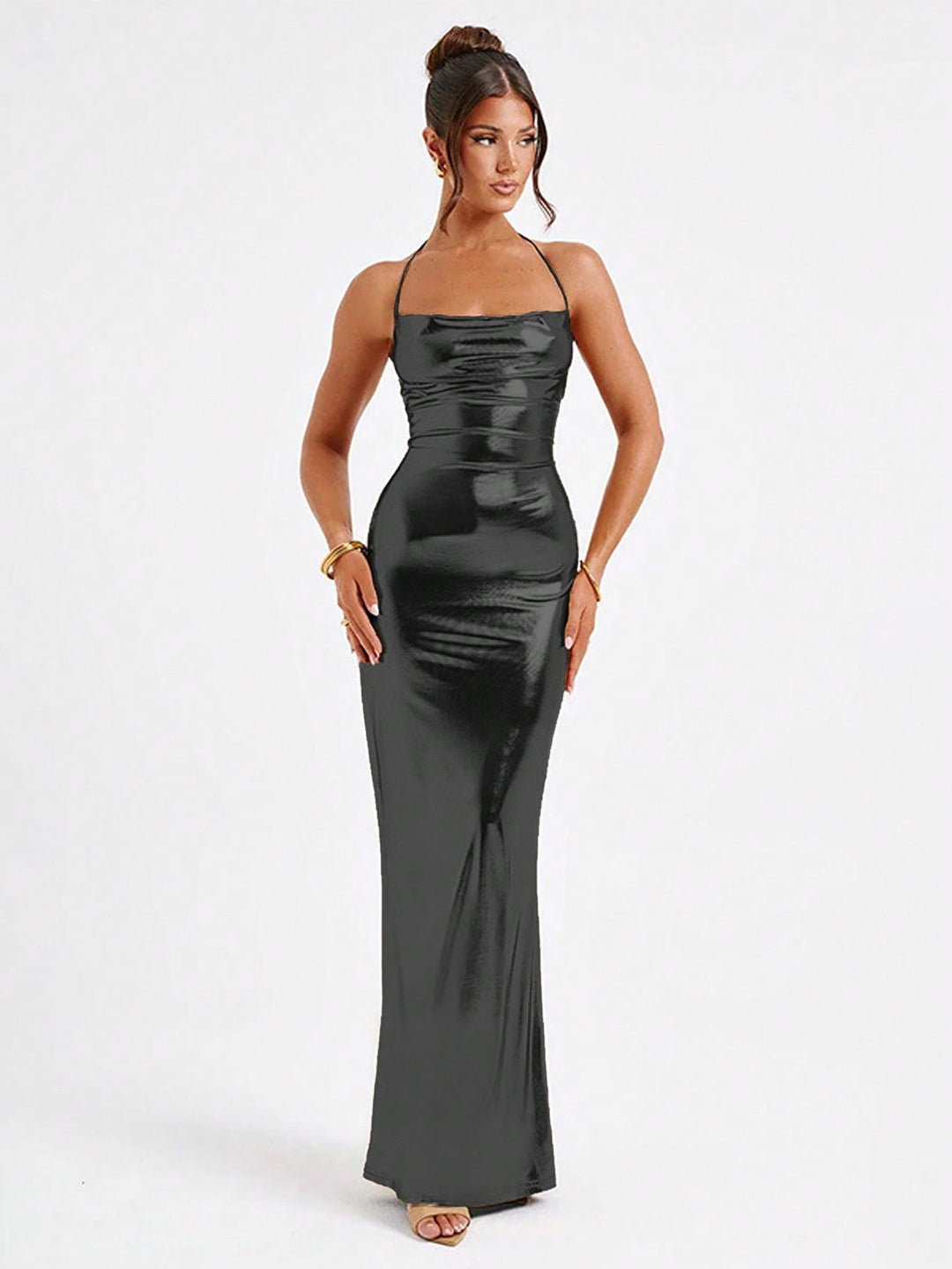 Damen Glamouröses Abendkleid mit Spaghettiträgern und figurschmeichelndem Schnitt EB
