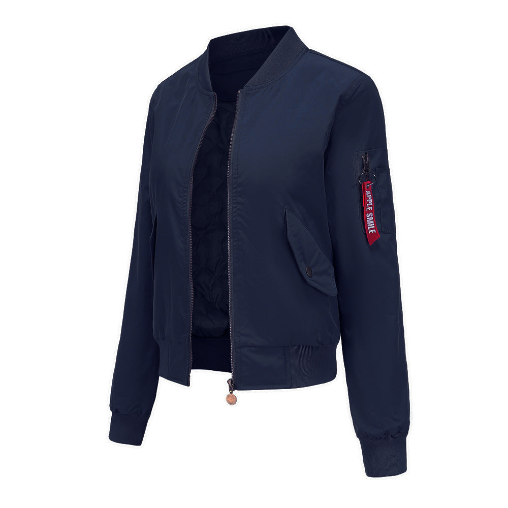 Damen modische Bomberjacke mit praktischen Seitentaschen und elastischen Bündchen EB