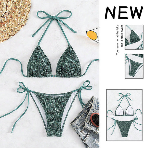 Damen Triangel-Bikini mit verstellbaren Trägern und eleganten Rüschendetails EB