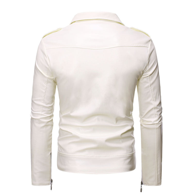 Herren stylische Bikerjacke aus hochwertigem Kunstleder EB
