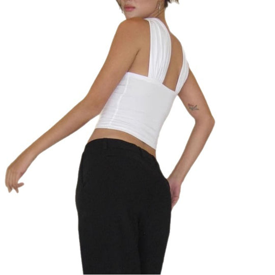 Damen Crop-Oberteil mit schickem Wickelkragen und figurbetontem Schnitt EB