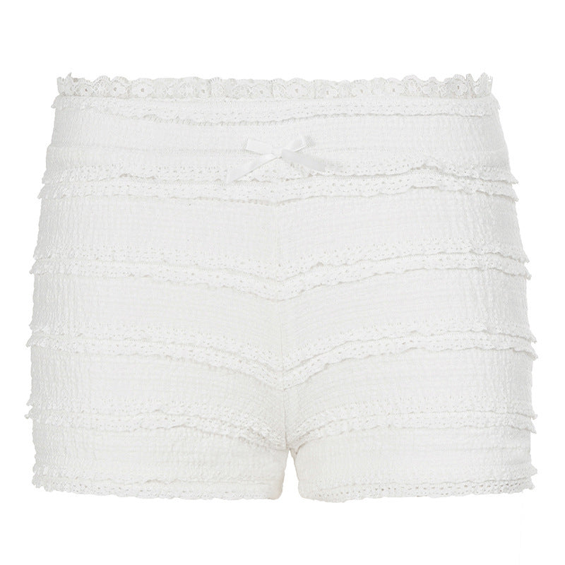 Damen trendige Shorts mit Rüschendesign und elastischem Bund EB