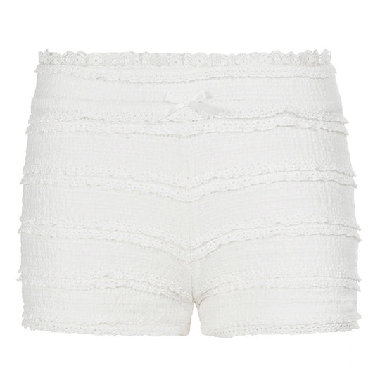 Damen trendige Shorts mit Rüschendesign und elastischem Bund EB