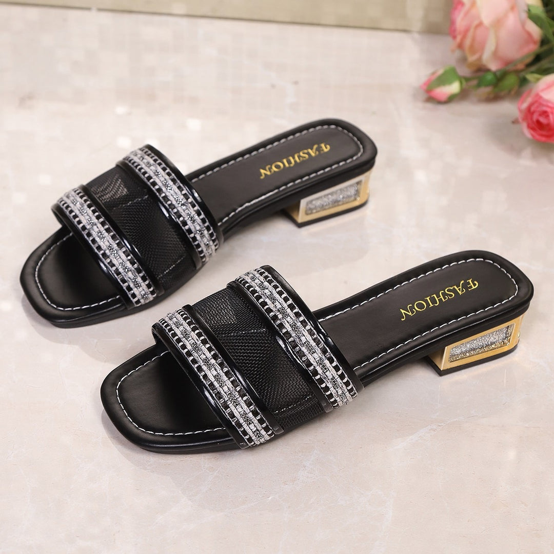 Damen Elegante und funkelnde Zehentrenner-Sandalen EB