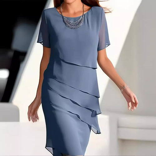 Damen elegantes Wickelkleid mit Schichten EB