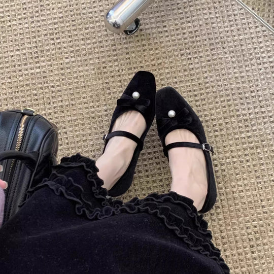 Damen bequeme Ballerinas mit dekorativem Riemen und Perlendetail EB