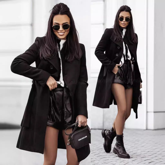 Damen Eleganter Woll-Trenchcoat EB