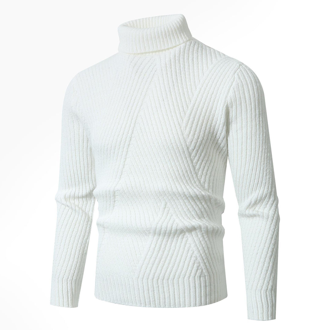 Herren Grobstrickpullover mit Stehkragen und dekorativem Strukturmuster EB