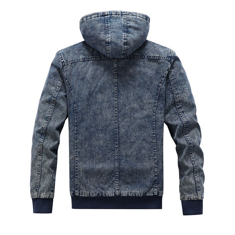 Herren gefütterte Jeansjacke mit Kapuze EB