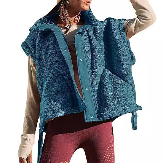 Damen kuschelige Weste aus Fleece mit praktischen Taschen und innovativem Design EB
