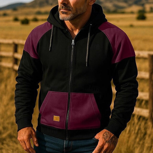 Herren Sportliche Kapuzenjacke mit Farbblockdesign EB