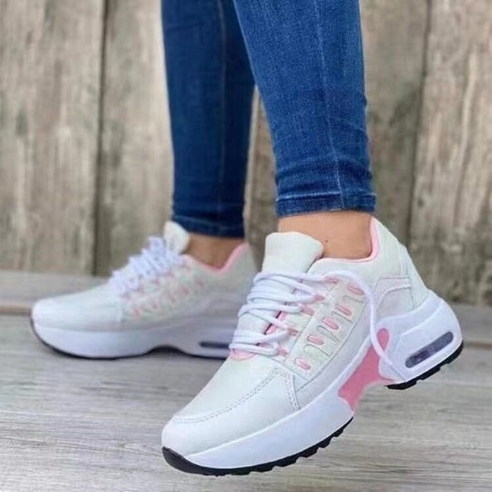 Damen Chunky-Plateau-Sneaker mit luftgepolsterter Sohle und atmungsaktivem Mesh-Obermaterial EB