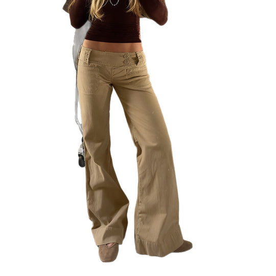 Damen weite Baumwollhose mit eleganter Schnittführung und praktischen Taschen EB