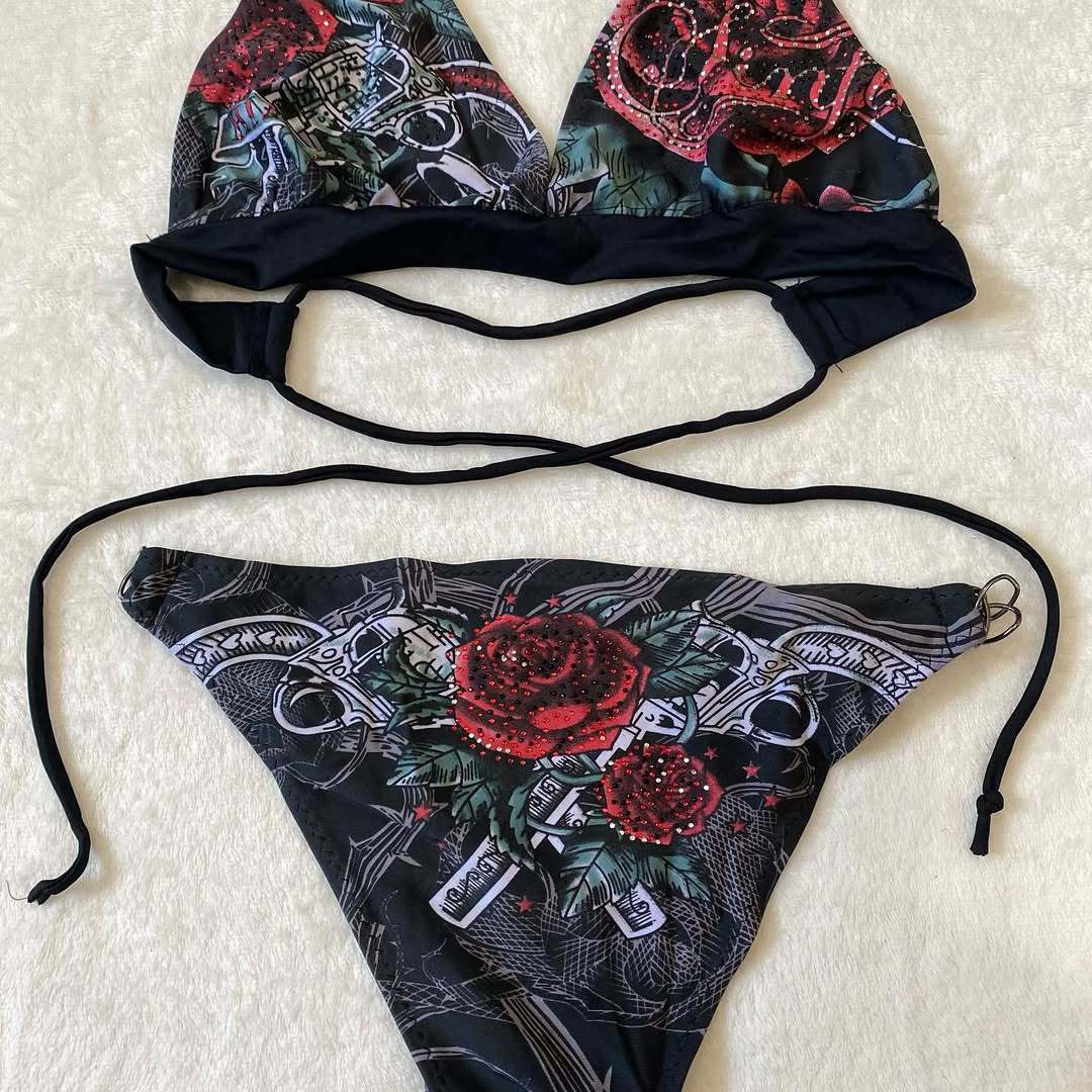Damen Bikini-Set mit einzigartigem grafischem Design EB