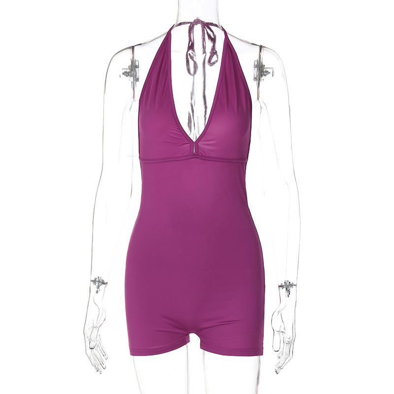 Damen eleganter Badeanzug mit tiefem V-Ausschnitt und abnehmbaren Trägern EB