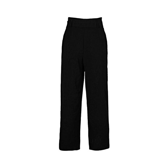 Damen weite High-Waist-Hose mit strukturiertem Obermaterial und eleganten Falten EB