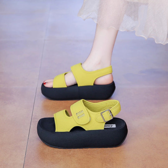 Damen Bequeme Sandalen mit verstellbarem Riemen und gepolsterter Sohle EB