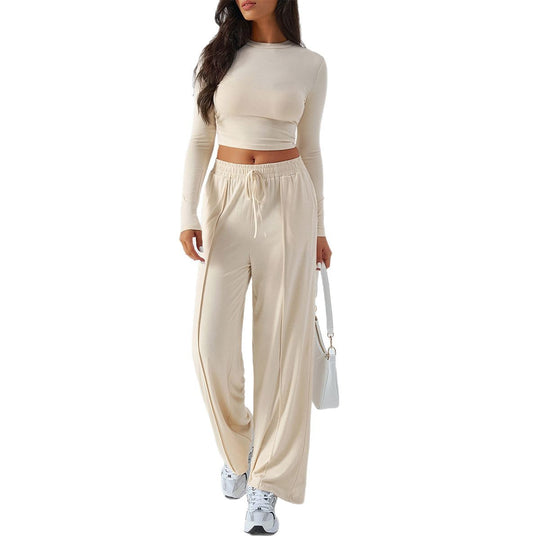 Damen nan weite Loungehose mit elastischem Kordelbund und fließender Jersey‑Qualität EB