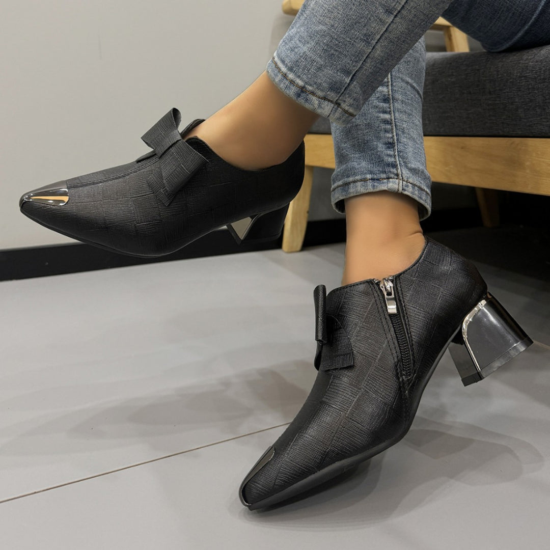 Damen elegante Stiefeletten mit modischem Schleifen-Detail und modernem Vorderteil EB