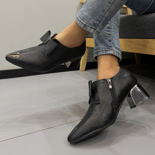 Damen elegante Stiefeletten mit modischem Schleifen-Detail und modernem Vorderteil EB