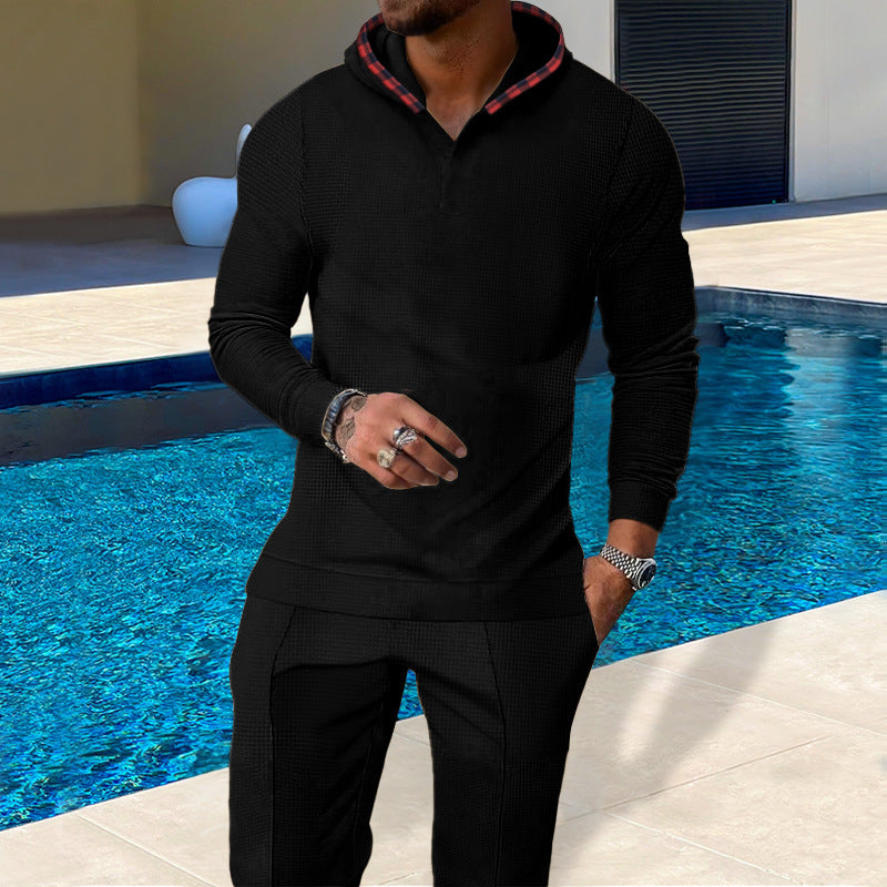 Herren Sportlicher Hoodie mit Karodetails und passtgenauen Jogginghose EB