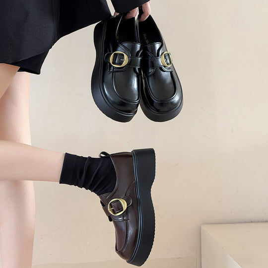 Damen elegante Mokassins mit modischem Schnallenverschluss EB