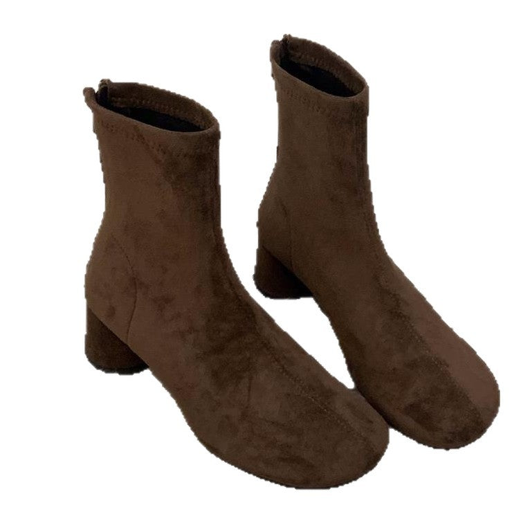 Damen Elegante Stiefeletten mit modischem Blockabsatz und Reißverschluss EB
