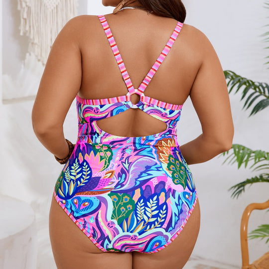 Damen Eleganter Einteiler Badeanzug mit modischem floralem Muster EB