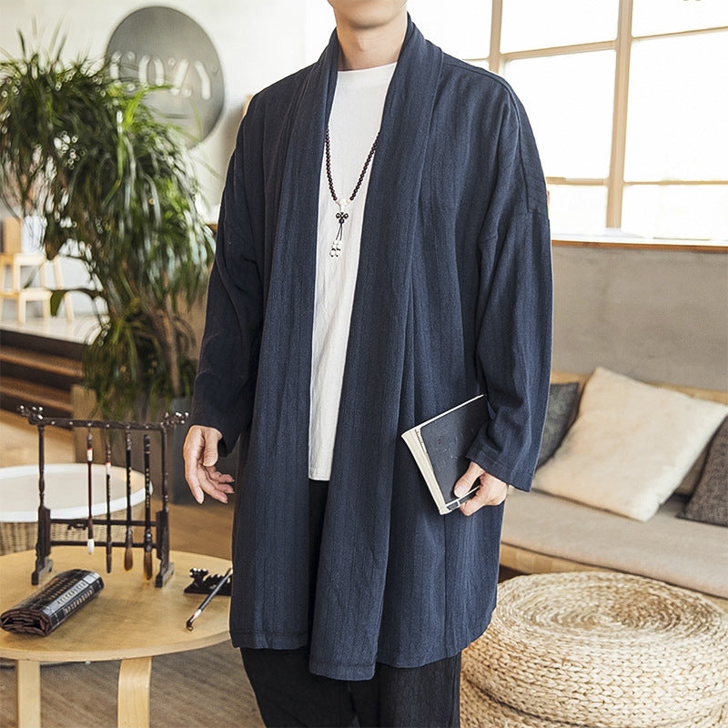 Herren lässige Kimono-Jacke mit elegantem Schnitt und weichem Gewebe EB