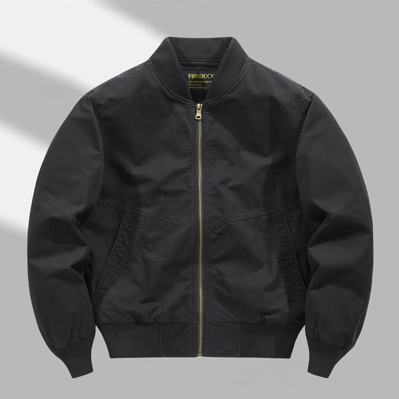 Men's  relaxed cotton-twill bomber jacket with reinforced seam panels and ribbed cuff hem EB