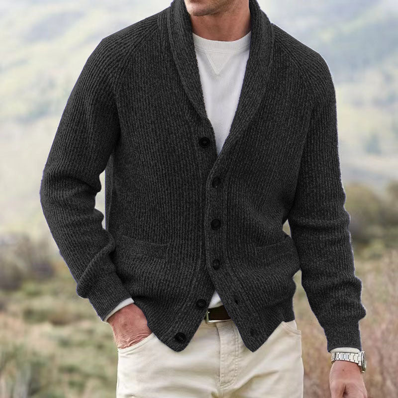 Herren Strickjacke mit trendigem Grobstrickmuster und praktischen Taschen EB