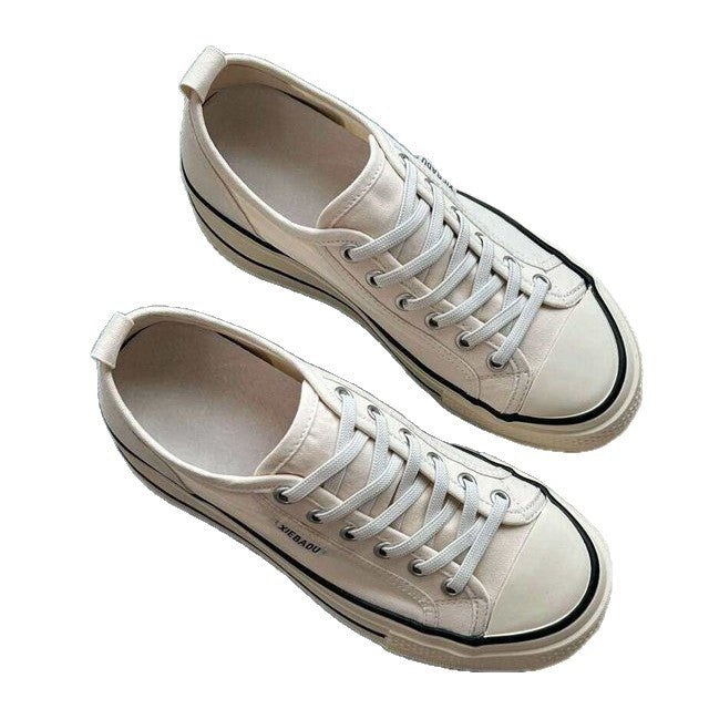 Damen modische Canvas-Sneaker mit kontrastierenden Schnürsenkeln und leichtem Sohlenprofil EB