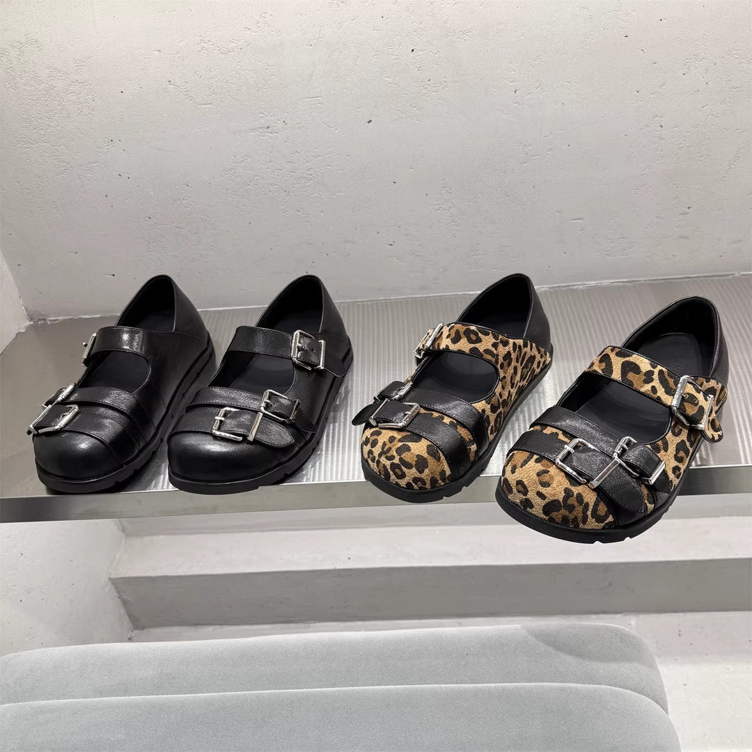 Damen Komfortable Ballerinas mit verstellbaren Schnallen EB