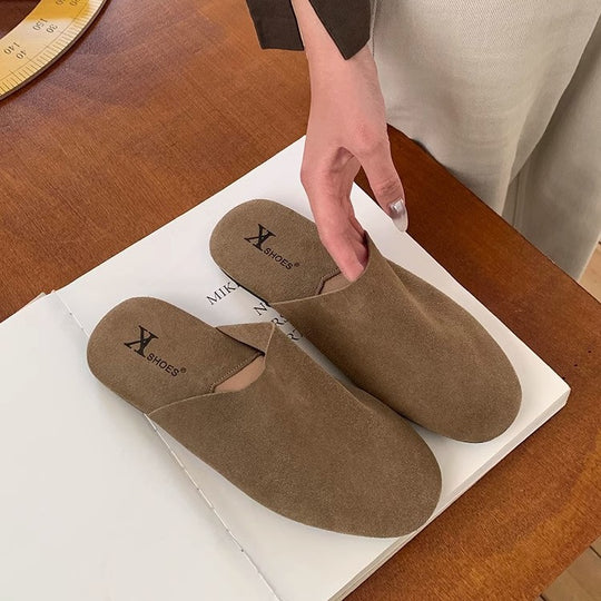 Damen Komfortable Slipper aus hochwertigem Wildleder EB