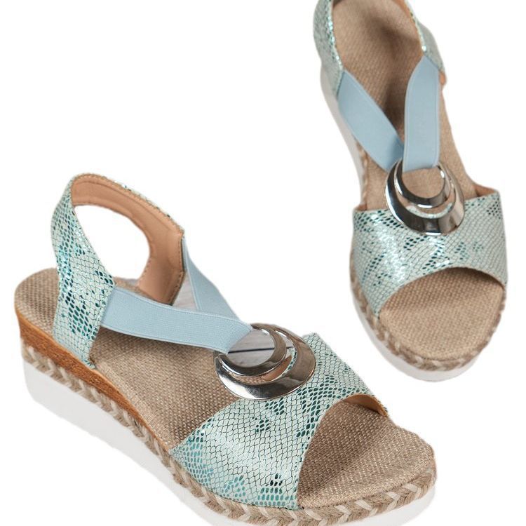 Damen modische Riemchen-Sandalen mit glänzenden Akzenten EB