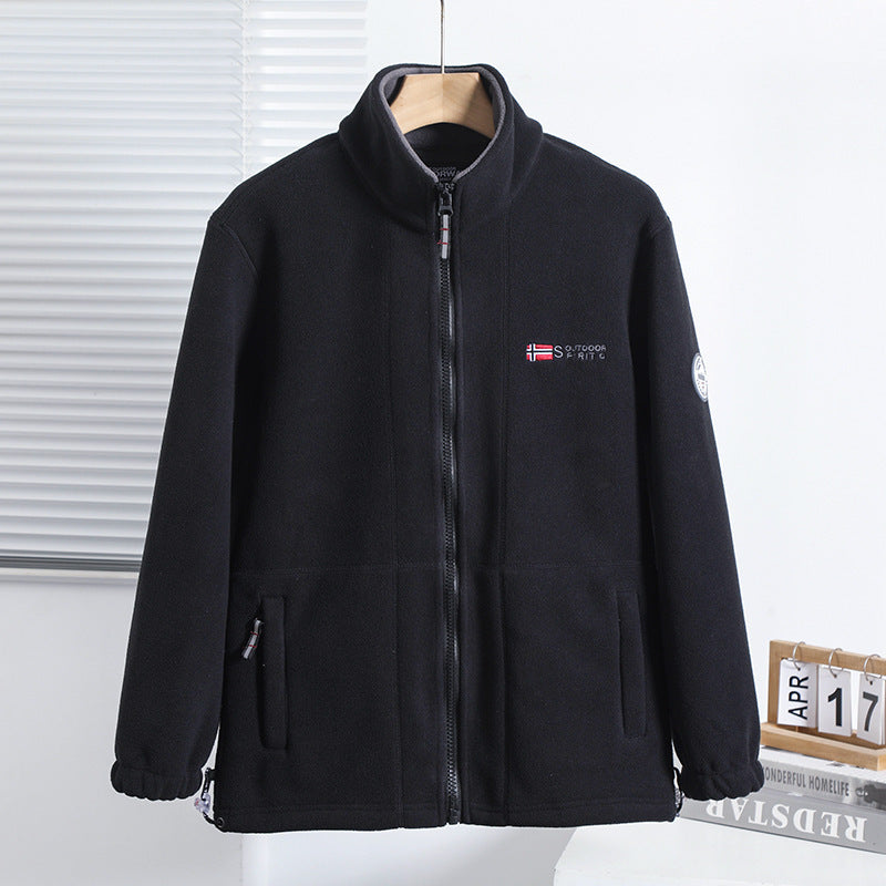 Herren Fleecejacke mit Stehkragen, durchgehendem Reißverschluss und elastischen Bündchen EB