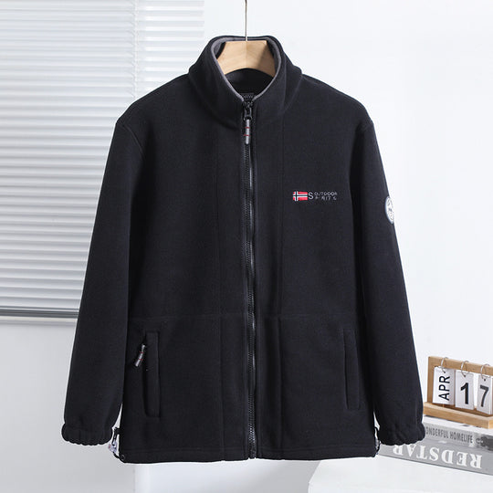 Herren Fleecejacke mit Stehkragen, durchgehendem Reißverschluss und elastischen Bündchen EB