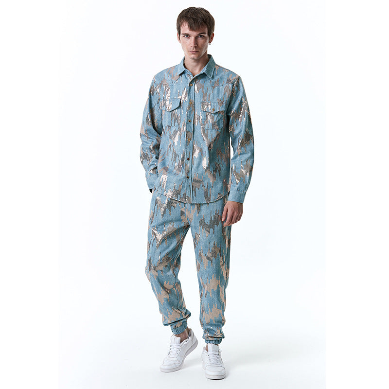 Herren Designer-Jogginganzug mit glitzerndem Muster EB