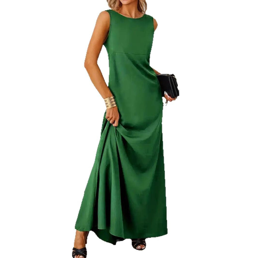Damen elegantes Maxikleid mit schwingendem Saum und klassischem Schnitt EB