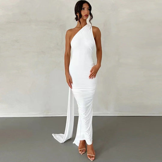 Damen Elegantes Wickelkleid mit asymmetrischem Saum und figurbetontem Schnitt EB