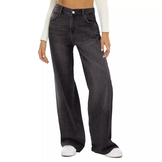 Damen Weit geschnittene High-Waist Jeans mit eleganter Passform EB