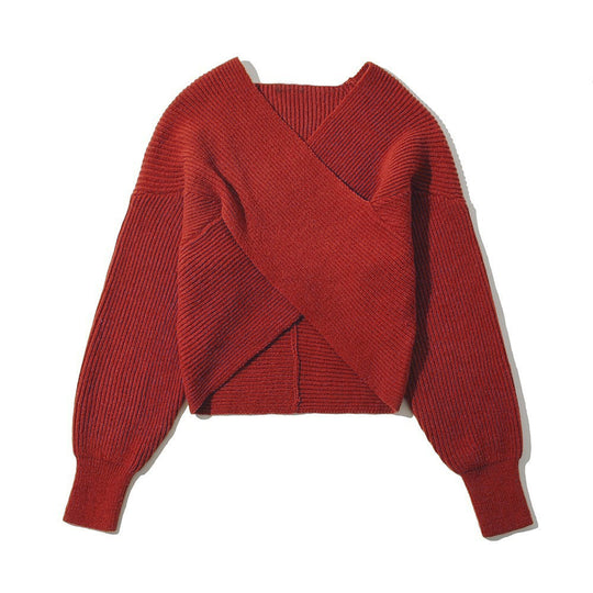 Damen Wickelpullover aus feinem Strickmaterial mit modernem Schnitt EB