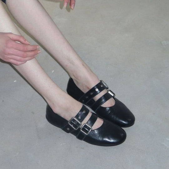 Damen Komfortable Ballerinas mit Schnallen EB