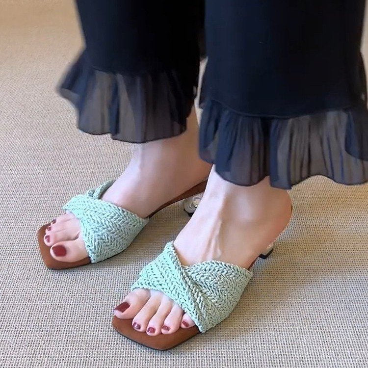 Damen modische Clogs mit geflochtenem Design und bequemer Sohle EB