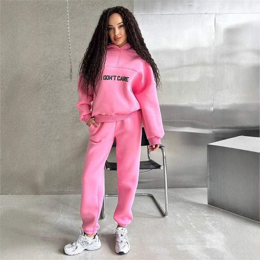 Damen Oversized Hoodie- und Jogginghose-Set aus French-Terry mit Statement-Print EB