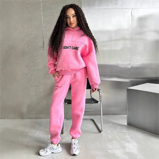Damen Oversized Hoodie- und Jogginghose-Set aus French-Terry mit Statement-Print EB