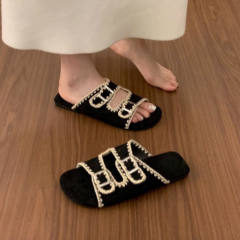 Damen bequeme Zehentrenner-Sandalen mit modischem Riemendesign EB