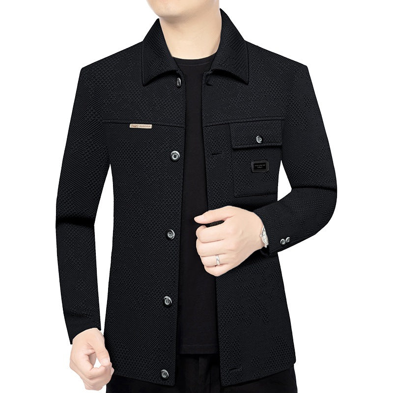 Herren Strukturiertes Overshirt im Glencheck-Relief mit Hemdkragen EB