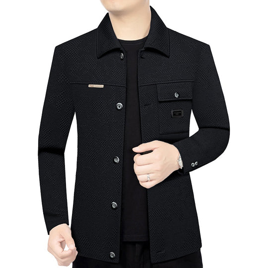 Herren Strukturiertes Overshirt im Glencheck-Relief mit Hemdkragen EB